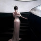 Champagne Moonlight - One-Shoulder Twist Satin Gown, Train Elegant Evening Dress NV6856