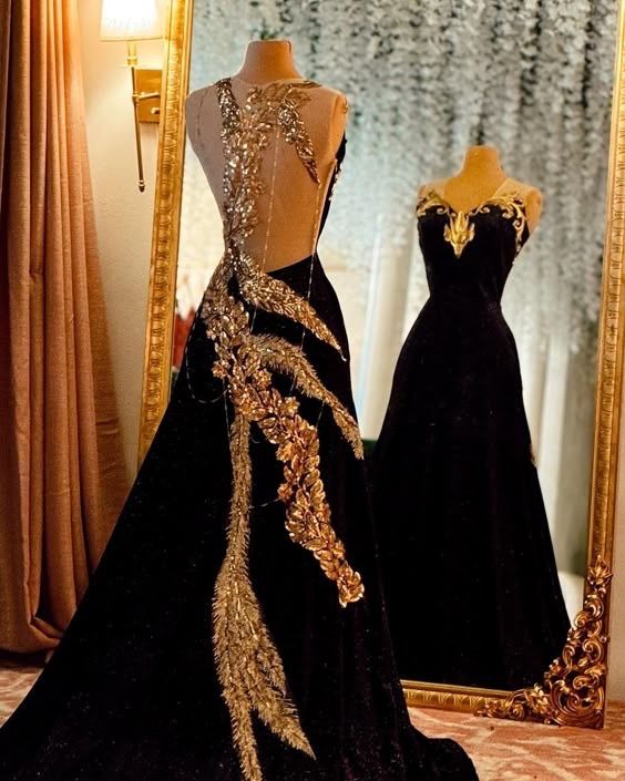 NiceVestidos – Schwarzes, glamouröses, exquisit perlenbesetztes langes Samt-Abendkleid NV6097