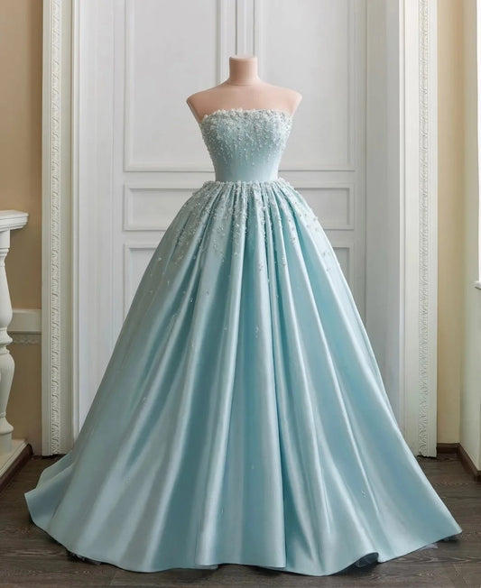 NiceVestidos-_❄️Luxurious and gorgeous beaded dress Blue Dress, Elegant Dress, Glacier Blue Fairy Dress, Sweet Princess's Divine Dress, Formal Dress NV6092