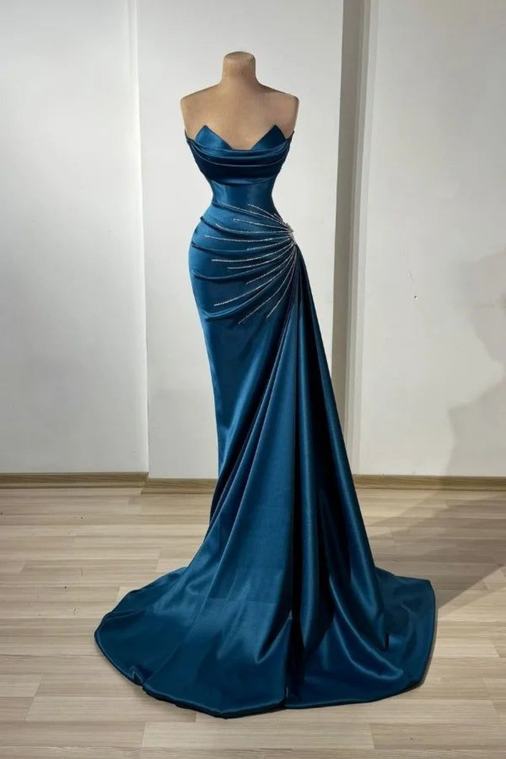 NiceVestidos-Blaues, bodenlanges Abendkleid NV6103