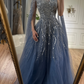 NiceVestidos - Robe longue en tulle bleu, exquise et luxueuse NV6074