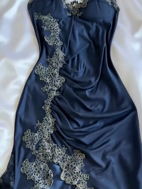 Navy Blue Fashion Strapless Long Mermaid Bodycon Lace Prom Dress Evening Gown Party Dress nv3476