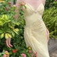 Sweet Elegant Mermaid Spaghetti Strap Yellow Chiffon Long Ball Gown Evening Dress with Beading nv2759