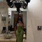 Robe de soirée longue en satin vert vintage élégante, robe de bal, robe de soirée, robe de soirée nv3695