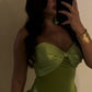 Robe de soirée longue en satin vert vintage élégante, robe de bal, robe de soirée, robe de soirée nv3695