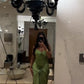 Robe de soirée longue en satin vert vintage élégante, robe de bal, robe de soirée, robe de soirée nv3695