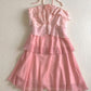 Robe de soirée trapèze rose à bretelles multicouches, courte et élégante, en mousseline de soie, pour anniversaire, nv3905