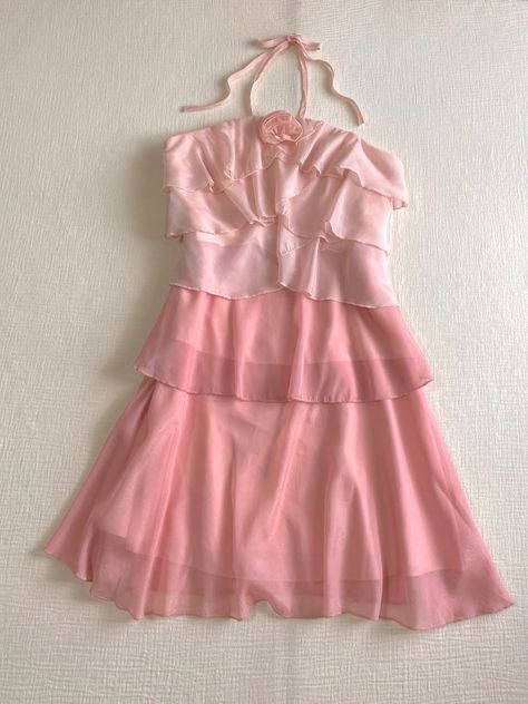 Robe de soirée trapèze rose à bretelles multicouches, courte et élégante, en mousseline de soie, pour anniversaire, nv3905