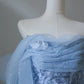 Blaues wunderschönes, modisches, exquisites, perlenbesetztes, langes, bodenlanges Tüll-Abschlussballkleid, Abendkleid, Geburtstagspartykleid, NV3733