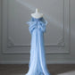 Blaues wunderschönes, modisches, exquisites, perlenbesetztes, langes, bodenlanges Tüll-Abschlussballkleid, Abendkleid, Geburtstagspartykleid, NV3733