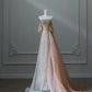 Robe de soirée élégante en tulle rose, luxueuse et luxueuse, avec perles exquises et sexy, coupe trapèze, épaules dénudées, sequins, longue, nv3813
