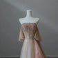 Robe de soirée élégante en tulle rose, luxueuse et luxueuse, avec perles exquises et sexy, coupe trapèze, épaules dénudées, sequins, longue, nv3813