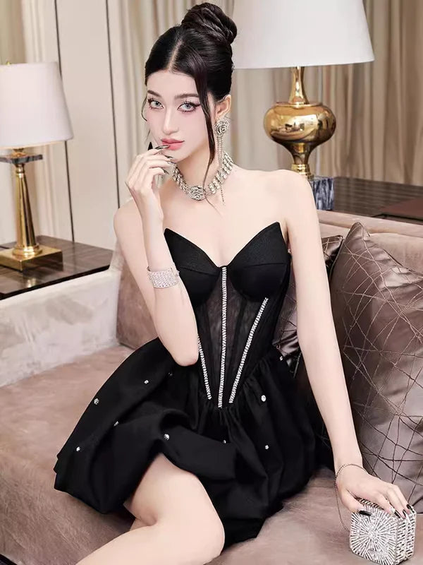 Robe de soirée courte noire magnifique et tendance, robe de bal, robe de soirée nv2437