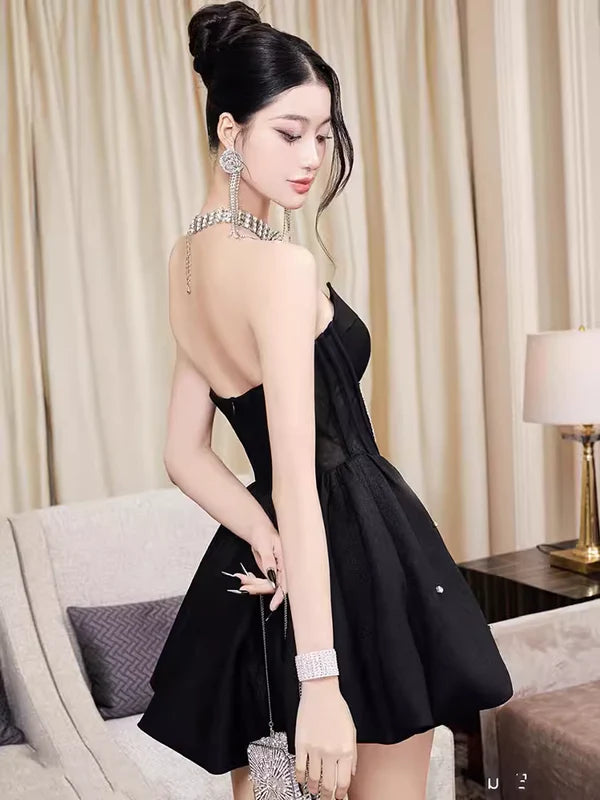 Robe de soirée courte noire magnifique et tendance, robe de bal, robe de soirée nv2437
