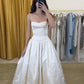 NiceVestidos – Ärmelloses, bodenlanges Brautkleid aus weißem Satin mit Spitze in A-Linie, NV5782