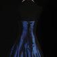 Marineblau Wunderschönes glänzendes Vintage-Mode-Schulterfreies, exquisites, langes Satin-Ballkleid mit Perlenbesatz, elegantes Partykleid, Abschlussballkleid nv3852