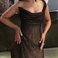 Brown Shiny Sequin Maxi Dress Long Ball Gown Evening Dress nv2668