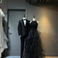 Schwarzes, glänzendes langes Ballkleid NV6624