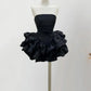 Robe de soirée courte en satin noir tendance, robe de soirée d'anniversaire nv5267