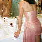 Robe de soirée courte en satin rose, robe de soirée d'anniversaire nv5317