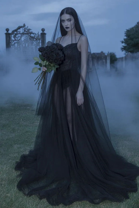 NiceVestidos – Kreatives schwarzes Vampirbrautkleid NV6067