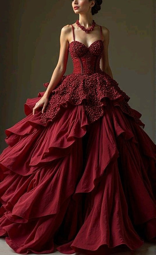 NiceVestidos – Kreatives Kleid, wunderschönes rotes Ballkleid NV6069
