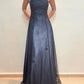 NiceVestidos – Dunkelblau/Dunkelgrau, florales, exquisites, perlenbesetztes, langes Tüll-Ballkleid, Feenkleid NV5777