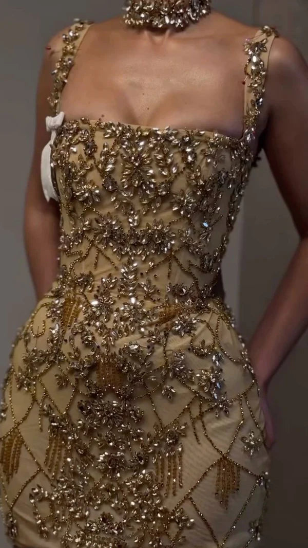 Wunderschönes, enges, ärmelloses, kurzes, goldenes Homecoming-Kleid für die 8. Klasse, Sommerkleid für die Mittelschule, Hoco-Kleid, Homecoming-Outfit, NV5322