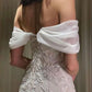 Wunderschönes weißes schulterfreies langes Ballkleid mit Perlenapplikationen nv1811