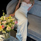 White off shoulder fashion floral bodycon long prom dress elegant party dress evening gown nv1777