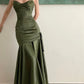 Grünes Satin Meerjungfrau Langes Herzausschnitt Abendkleid Ballkleid Partykleid nv1775