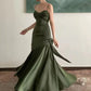 Grünes Satin Meerjungfrau Langes Herzausschnitt Abendkleid Ballkleid Partykleid nv1775