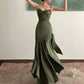 Grünes Satin Meerjungfrau Langes Herzausschnitt Abendkleid Ballkleid Partykleid nv1775