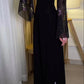 Einzigartiges schwarzes schulterfreies, langes Ballkleid-Abendkleid mit abnehmbaren Ärmeln, NV1922