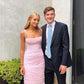 Pink Elegant Spaghetti Strap Pleated Long Banquet Dress Wedding Guest Dress Evening Dress Party Dress Prom Dress nv1784