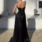 Schlichtes braunes A-Linien-Ballkleid mit Spaghettiträgern, Partykleid nv1713