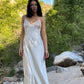 Robe de cocktail longue en satin ivoire à épaules dénudées et à fleurs, longueur au sol, robe de soirée nv4105