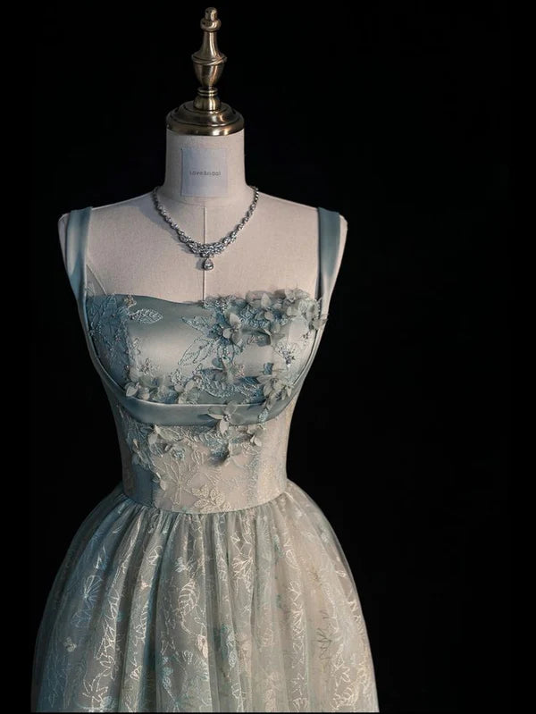 Blaues elegantes langes Tüll-Ballkleid, Abendkleid, Partykleid, nv4697