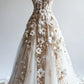 Robe de soirée Champagne Flower Garden Deep V Floral 3D Floral NV6566