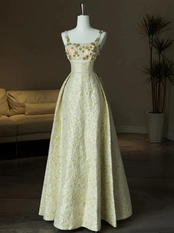 Robe de soirée longue en satin à paillettes, élégante et colorée, à bretelles spaghetti, ligne A, avec perles, nv3753