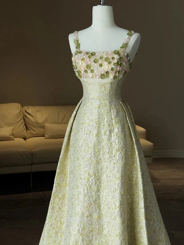 Robe de soirée longue en satin à paillettes, élégante et colorée, à bretelles spaghetti, ligne A, avec perles, nv3753