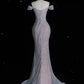 Silbernes, wunderschönes, exquisites, glänzendes Meerjungfrau-Kleid im Off-the-Shoulder-Stil mit Tüll und Strasssteinen, langes, mit Pailletten besetztes Ballkleid, formelles Abschlusskleid, Abendkleid nv3794