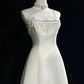 White A-line Beaded Satin Long Ball Gown Graduation Prom Dress Wedding Dress nv4292