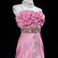 Pink Fashion Ruffled Mermaid Satin Beaded Long Ball Gown Evening Dress Beautiful Bride Wedding Dress nv4291