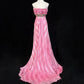 Pink Fashion Ruffled Mermaid Satin Beaded Long Ball Gown Evening Dress Beautiful Bride Wedding Dress nv4291