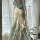 Mintgrünes, modisches, elegantes Spaghettiträgerkleid mit zarten Akzenten, langes, gerüschtes Meerjungfrauen-Chiffon-Ballkleid, Abendkleid, Partykleid, Abschlussballkleid, nv4034