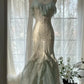 Mintgrünes, modisches, elegantes Spaghettiträgerkleid mit zarten Akzenten, langes, gerüschtes Meerjungfrauen-Chiffon-Ballkleid, Abendkleid, Partykleid, Abschlussballkleid, nv4034