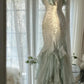 Mintgrünes, modisches, elegantes Spaghettiträgerkleid mit zarten Akzenten, langes, gerüschtes Meerjungfrauen-Chiffon-Ballkleid, Abendkleid, Partykleid, Abschlussballkleid, nv4034