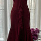 Vintage Red Mermaid Off-the-shoulder Long Chiffon Ball Gown Graduation Prom Dress Party Dress nv3761