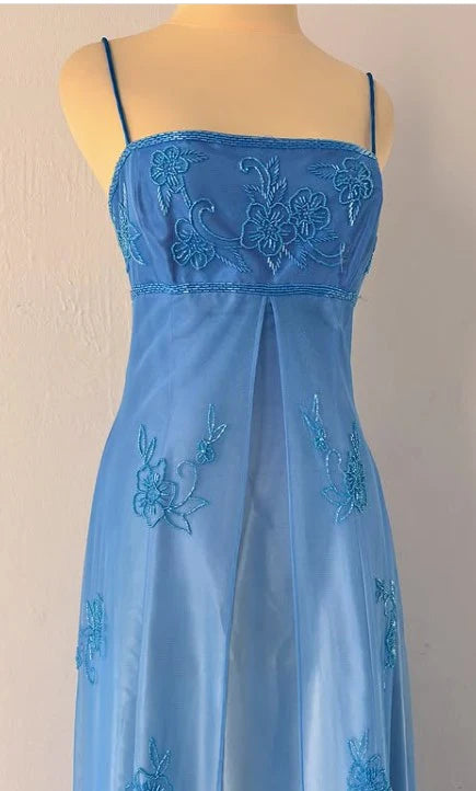 Blau/Rosa Exquisites Vintage-Abendkleid mit Perlenverzierung und Farbverlauf, langes Ballkleid, Partykleid, nv4272